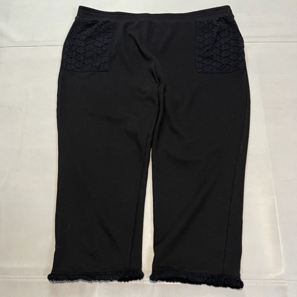 Susan Graver‎ Weekend Black Capri Pant Women XLP Minimal Quite Luxury Preppy4205